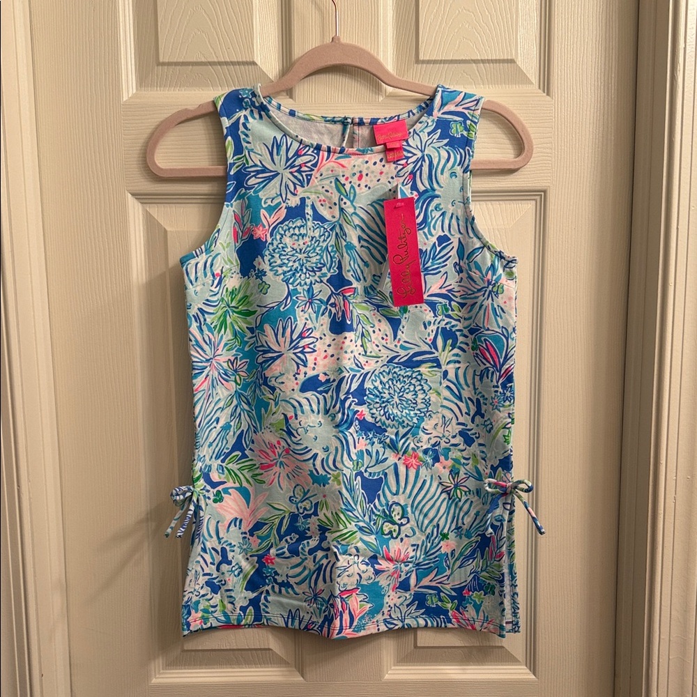 Lilly Pulitzer Coastal Blue Donna tunic top in Lion Around print